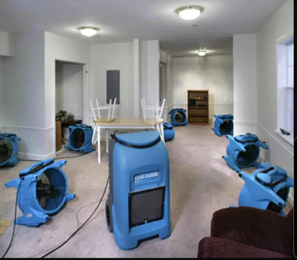 Air movers and dehumidifier setup for Water Extraction & Removal in Seabrook